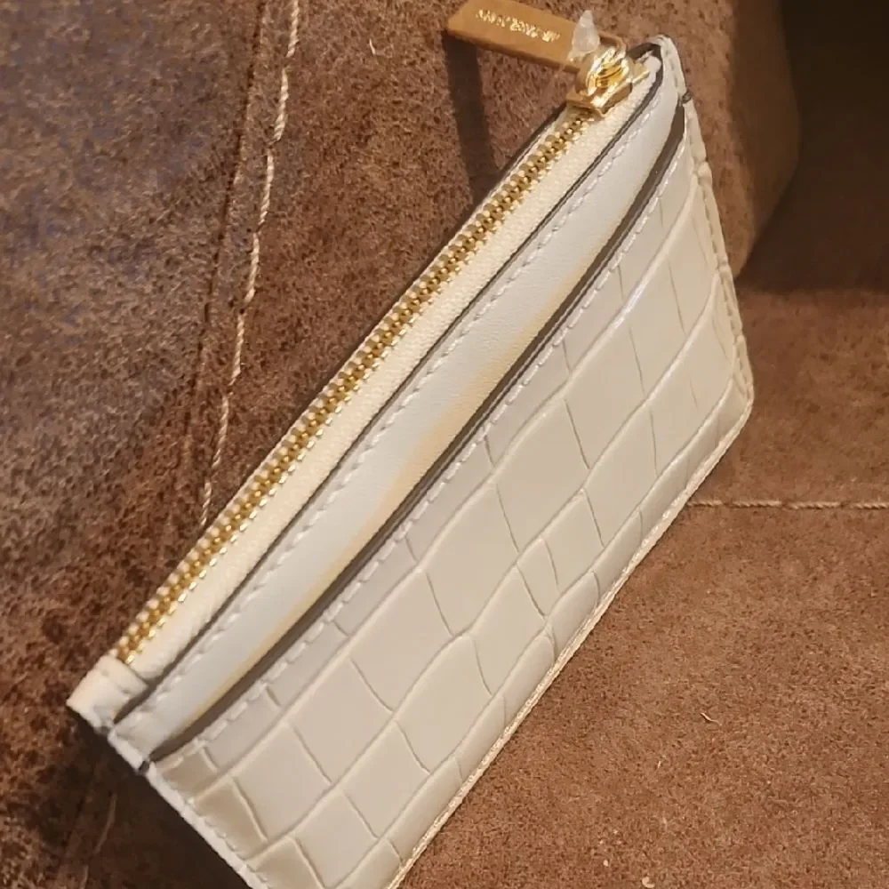 Michael Kors Ivory Croc-Embossed Card Holder
